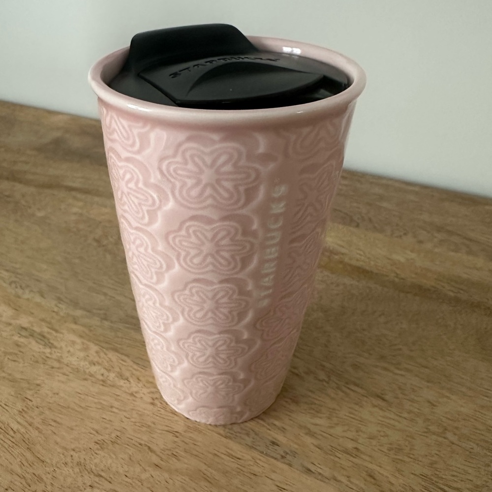 Starbucks Pink Floral Ceramic Travel Mug